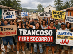 Protesto de moradores de Trancoso denuncia abandono e descaso do poder público.