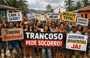 Protesto de moradores de Trancoso denuncia abandono e descaso do poder público.
