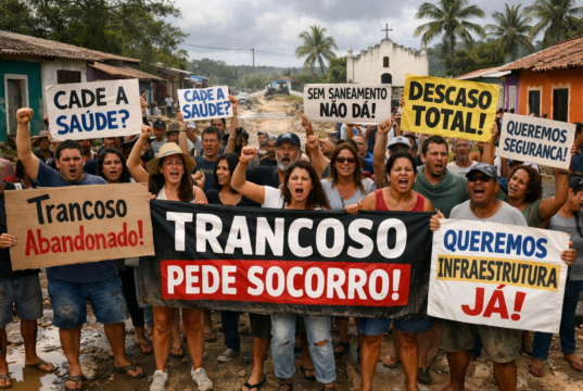 Protesto de moradores de Trancoso denuncia abandono e descaso do poder público.